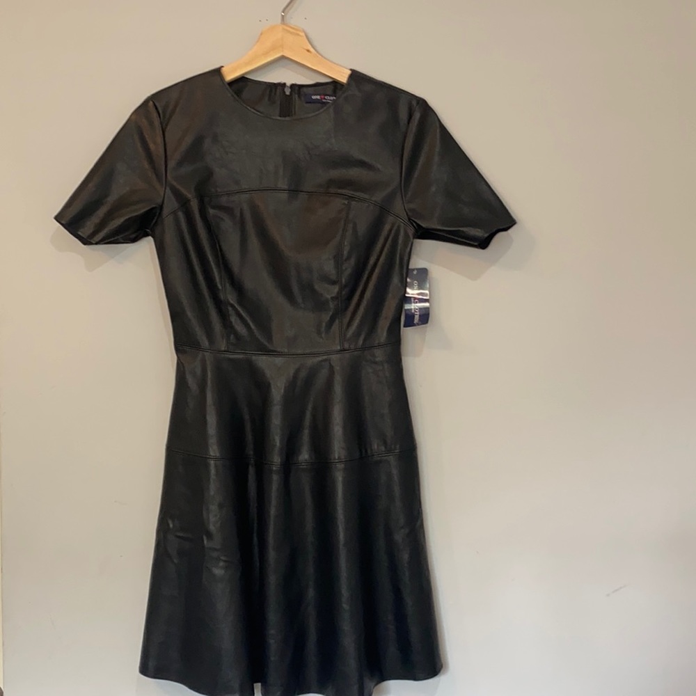 NWT Black Faux Leather Fall Fashion Dress